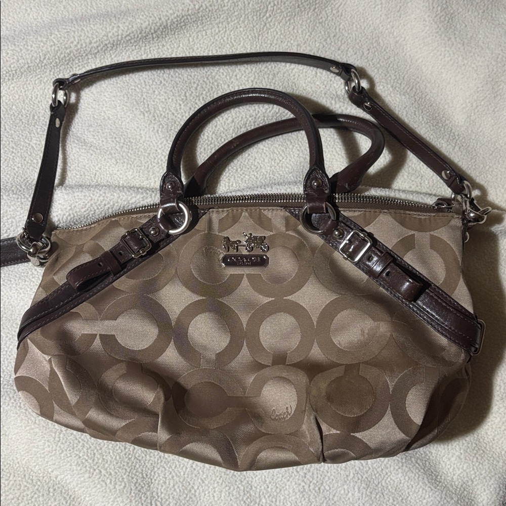 Coach Tan and Brown Signature Satchel